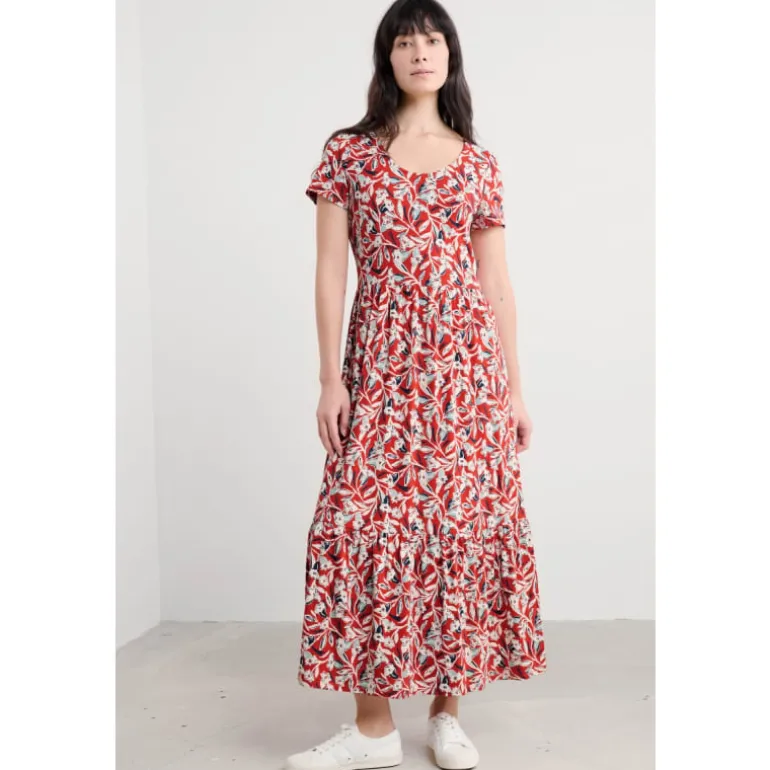 Seasalt Cornwall Tor View Short Sleeve Tiered Jersey Dress | Women Dresses